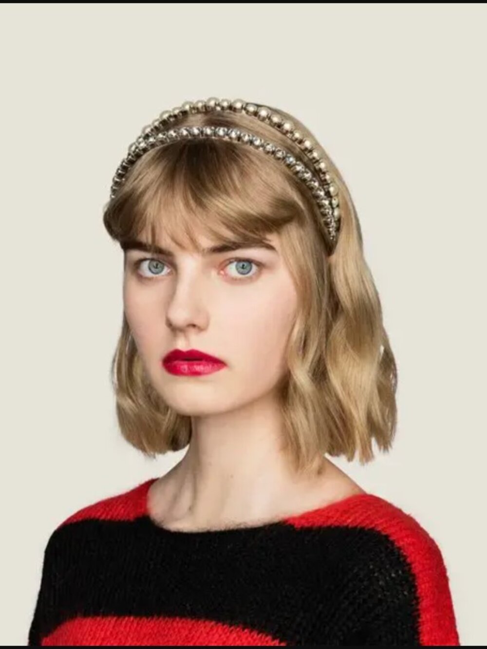 Miu Miu Silver Crystal Pearl Double Headband
